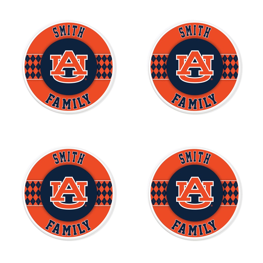 Auburn Tigers 4" Personalized Circular Coasters 4-Pack Set