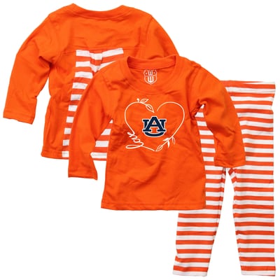 Auburn Tigers Wes & Willy Girls Infant Long Sleeve Top and Pant Set - Orange
