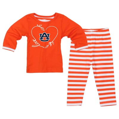  Auburn Tigers Wes & Willy Girls Toddler 2-Piece Long Sleeve Top and Pants Set - Orange