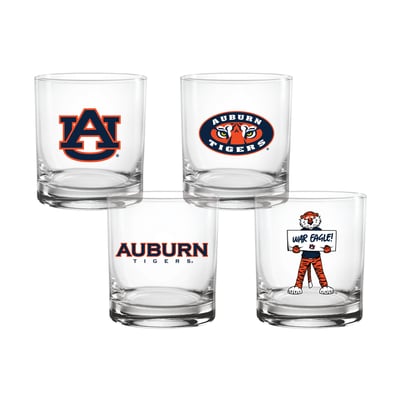  Auburn Tigers Indigo Falls Core 4-Pack Collectors Rocks Glass Set