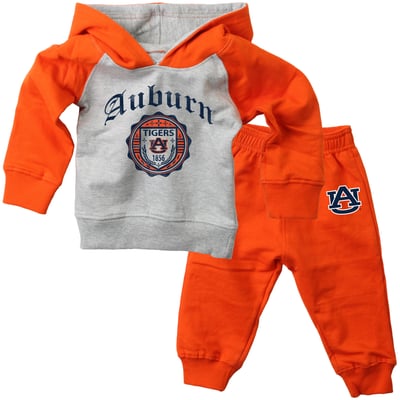  Auburn Tigers Wes & Willy Infant Raglan Hoodie and Sweatpants Set - Orange