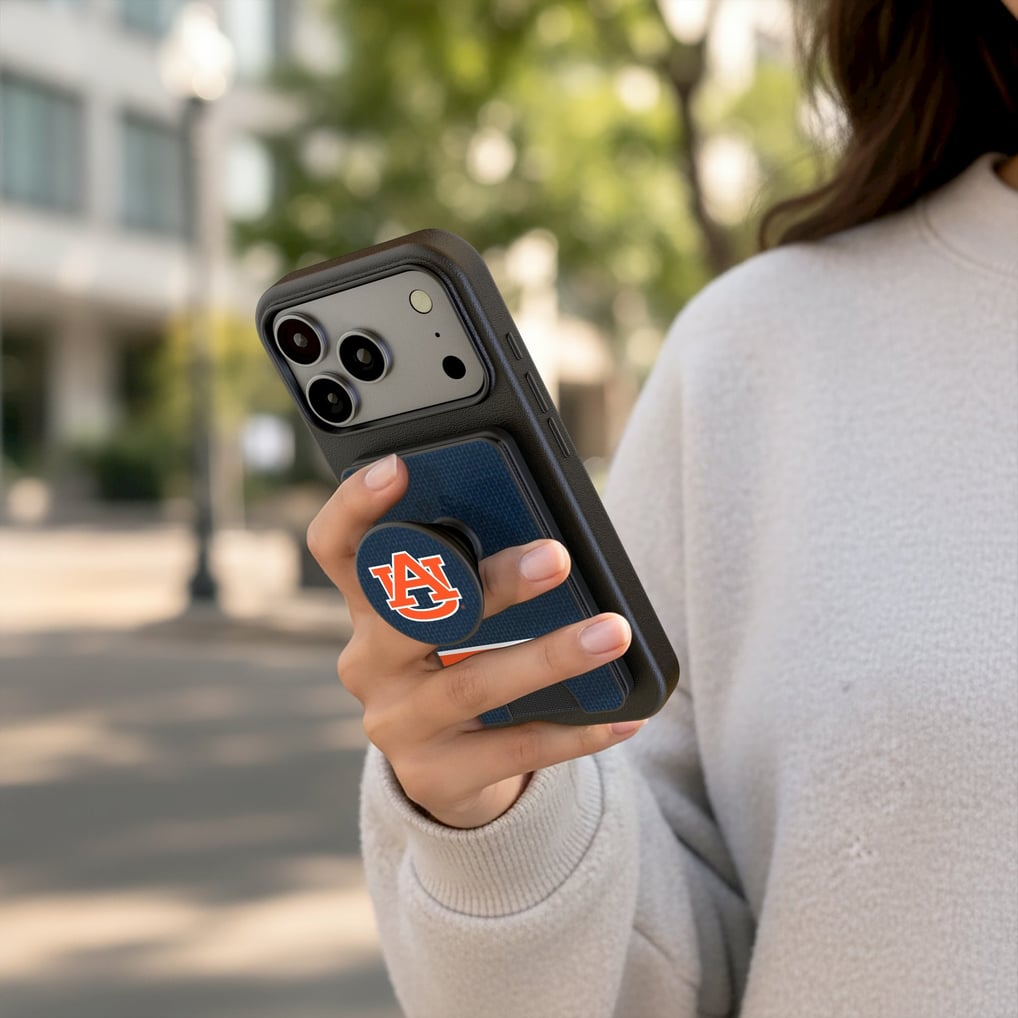 Auburn Tigers Keyscaper Personalized Endzone Solid PopSockets Magnetic Wallet