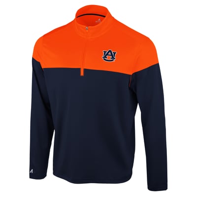  Auburn Tigers Antigua Hinder Colorblock Quarter-Zip Pullover - Navy