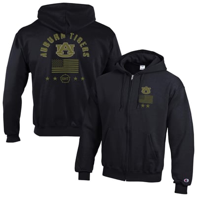  Auburn Tigers Champion Operation Hat Trick Flag Powerblend Fleece Full-Zip Hoodie - Black