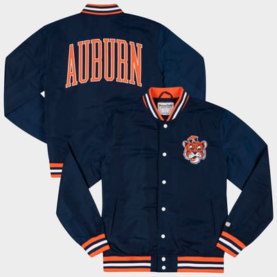  Auburn Tigers Homefield Arched Type Full-Snap Bomber Jacket - Navy