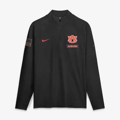 Auburn Tigers Nike 2026 Military Appreciation Stride Raglan Dri-FIT Half-Zip Pullover - Black