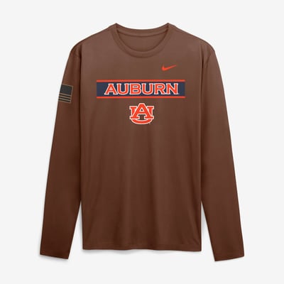 Auburn Tigers Nike 2026 Military Appreciation Dri-FIT Long Sleeve T-Shirt - Brown