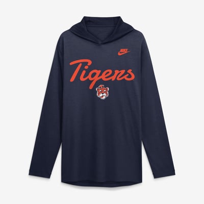  Auburn Tigers Nike Tri-Blend Dri-FIT Long Sleeve Hooded T-Shirt - Navy