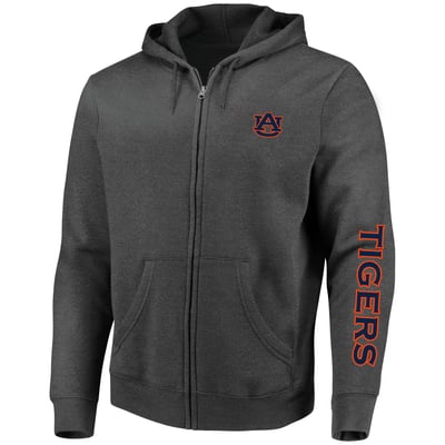 Auburn Tigers Profile Big & Tall Full-Zip Hoodie - Heather Charcoal
