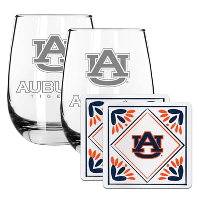 Auburn Tigers The Memory Company 15oz. Stemless Wine Glass & Coaster Set