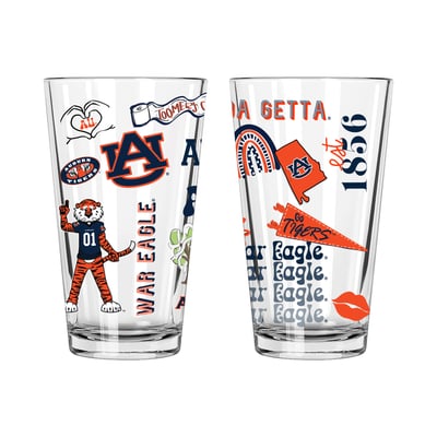 Auburn Tigers The Memory Company 2-Pack 16oz. Pint Glass Loco Design Set