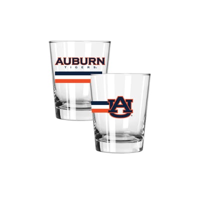 Auburn Tigers The Memory Company Two-Piece 15oz. Big Stripes Double Old Fashioned Glass Set