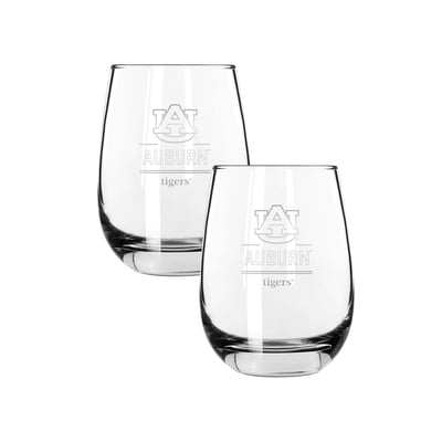 Auburn Tigers The Memory Company Two-Piece 15oz. Classic Crew Stemless Wine Glass Set