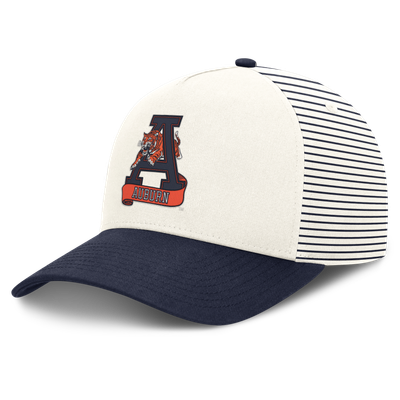  Auburn Tigers Nike Unisex Vault Striped A-Frame Rise Adjustable Hat - White/Navy