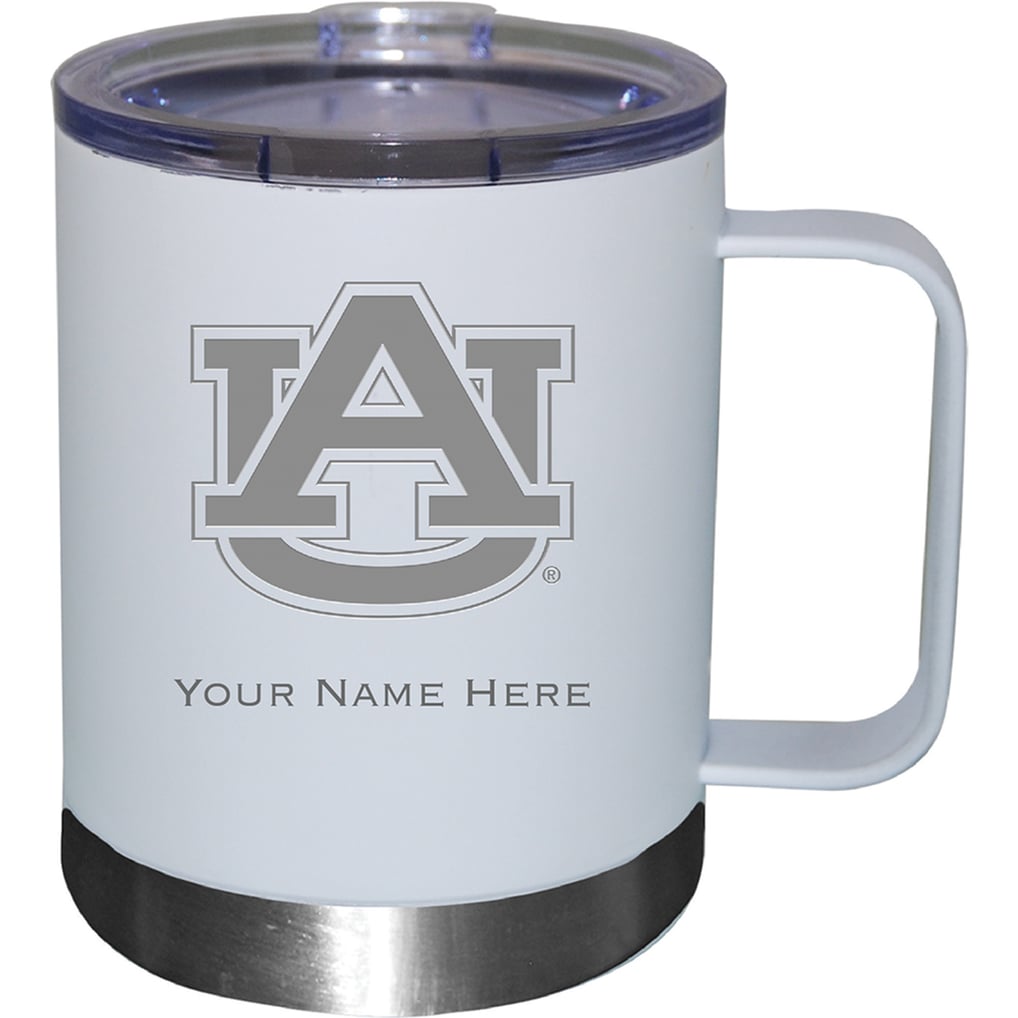 Auburn Tigers 12oz. Personalized Stainless Steel Lowball with Handle - White