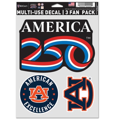 Auburn Tigers WinCraft America 250 5.5" x 7.75" Three-Piece Fan Decal Set