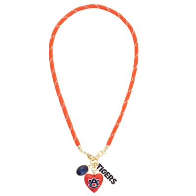 Auburn Tigers CANVAS Style Women's Heart Paracord Necklace