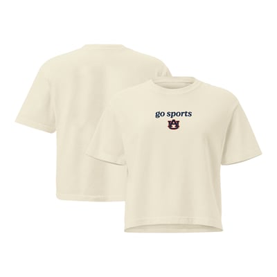 Auburn Tigers Comfort Colors Women's Go Sports Cropped T-Shirt - Cream