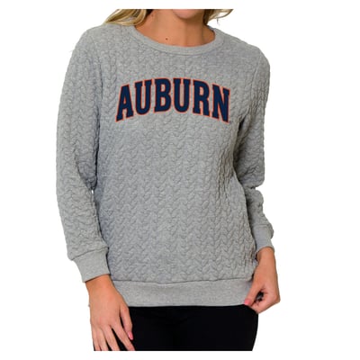 Auburn Tigers Flying Colors Apparel Women's Kinsley Quilted Sweater - Heather Gray
