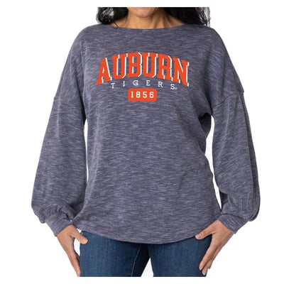 Auburn Tigers Flying Colors Apparel Women's Josie Balloon Sleeve Long Sleeve Tunic T-Shirt - Navy
