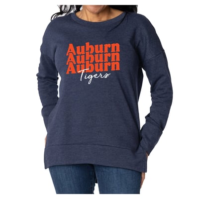 Auburn Tigers Flying Colors Apparel Women's Marly Side Split Sweatshirt - Navy
