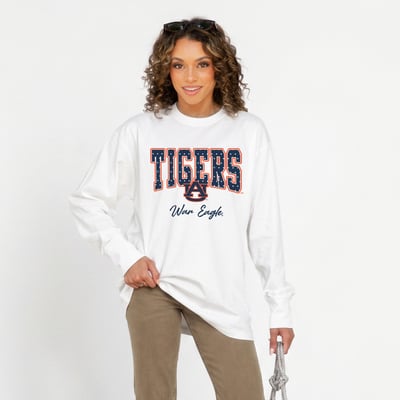 Auburn Tigers Gameday Couture Women's Sweet Spot Oversized Long Sleeve T-Shirt - White