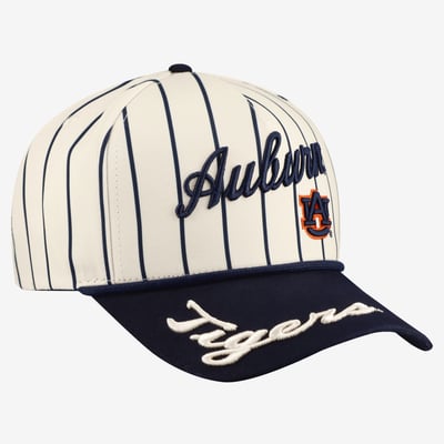 Auburn Tigers Gameday Social Women's Pinstripe Script Five-Panel Rope Adjustable Hat - White