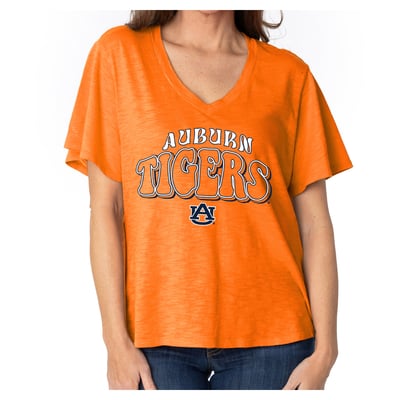  Auburn Tigers Women's Fawn Flutter Sleeve T-Shirt - Orange