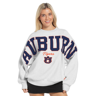 Auburn Tigers Pressbox Women's Flannigan Oversized Fleece Sweatshirt - Heather Gray