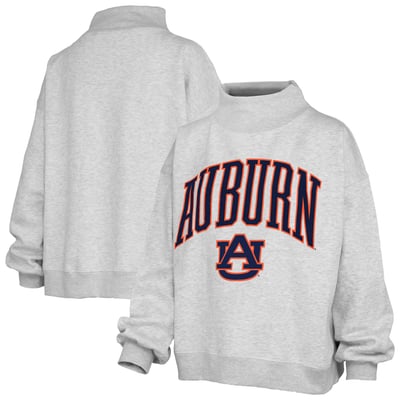 Auburn Tigers Pressbox Women's Nelson Texture Lingo Mock Neck Fleece Sweatshirt - Heather Gray