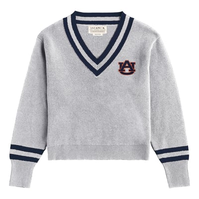  Auburn Tigers Uscape Apparel Women's Renew V-Neck Sweater - Ash