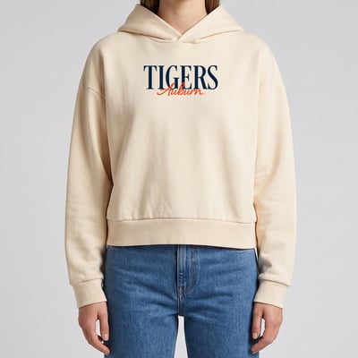 Auburn Tigers Uscape Apparel Women's Timeless Twist Cropped Washed Hoodie - Cream