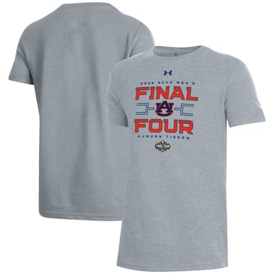  Auburn Tigers Under Armour Youth 2025 NCAA Men's Basketball Tournament March Madness Final Four Locker Room T-Shirt - Gray