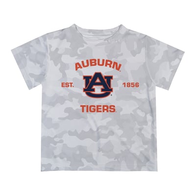  Auburn Tigers Vive La Fete Youth Est. Date Camo T-Shirt - Gray
