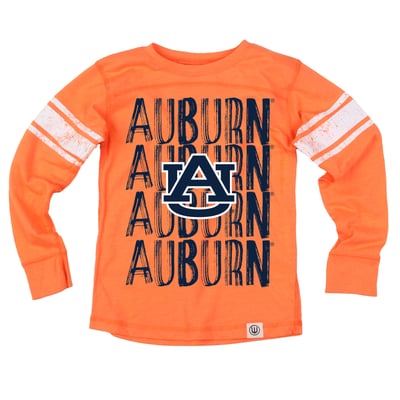  Auburn Tigers Wes & Willy Youth Long Sleeve Football Jersey T-Shirt - Orange