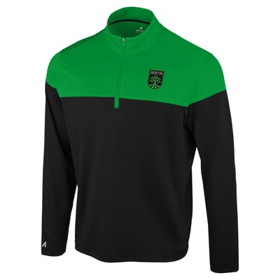 Austin FC Antigua Hinder Quarter-Zip Pullover - Black/Green