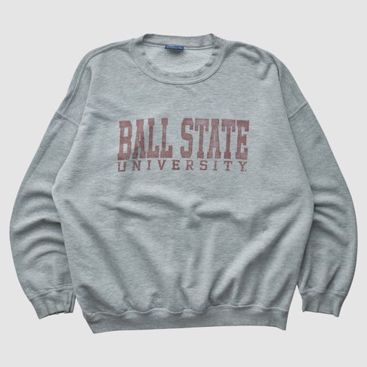 Ball State Cardinals MV Sport 2010s Pullover Sweatshirt - Heather Gray - L by Fanatics Real Vintage
