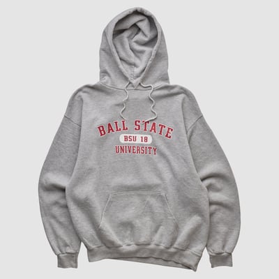 Ball State Cardinals Oarsman 2000s Hooded Pullover Sweatshirt - Heather Gray - XS by Fanatics Real Vintage