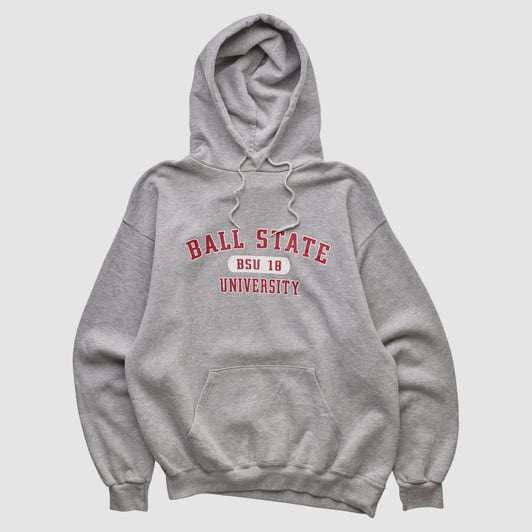 Ball State Cardinals Oarsman 2000s Hooded Pullover Sweatshirt - Heather Gray - XS by Fanatics Real Vintage