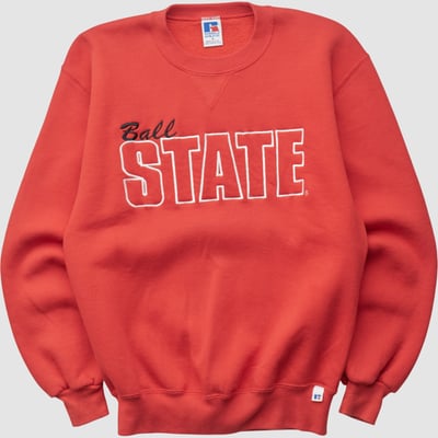 Ball State Cardinals Russell 90s Pullover Sweatshirt - Red - XXS by Fanatics Real Vintage