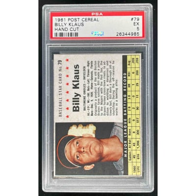 1961 Post Cereal Hand Cut #79 Billy Klaus PSA 5