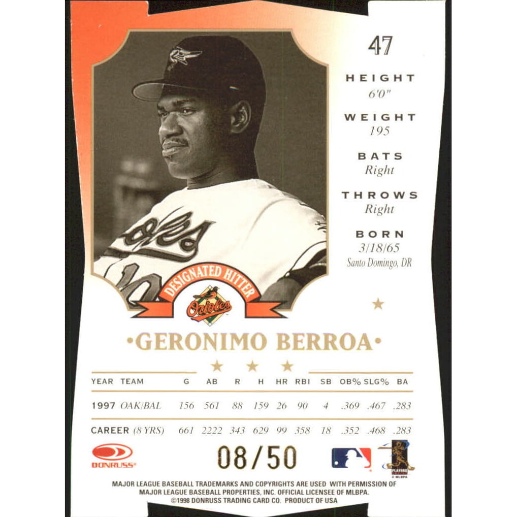 1998 Leaf Fractal Diamond Axis #47 Geronimo Berroa
