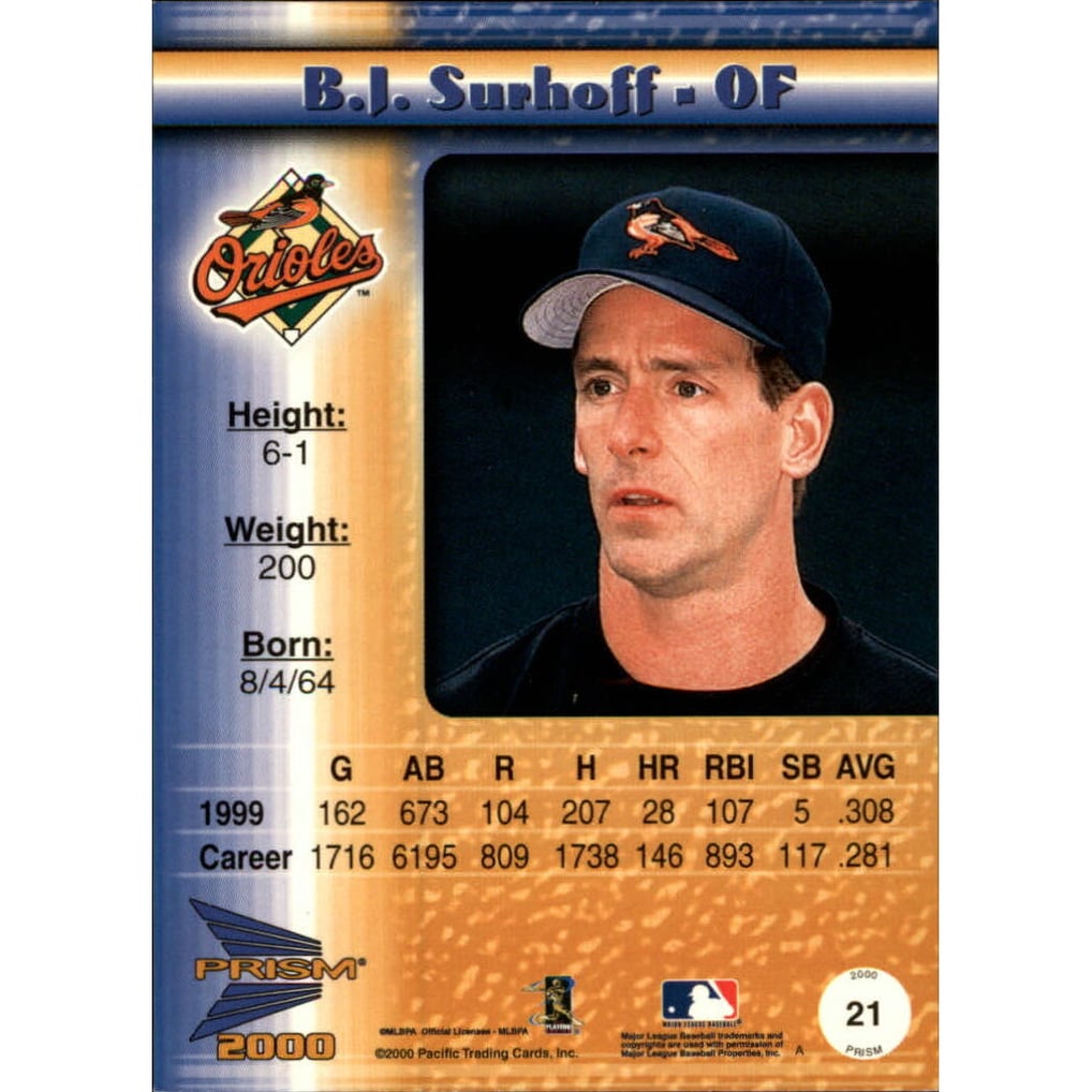 2000 Pacific Prism Premiere Date #21 B.J. Surhoff