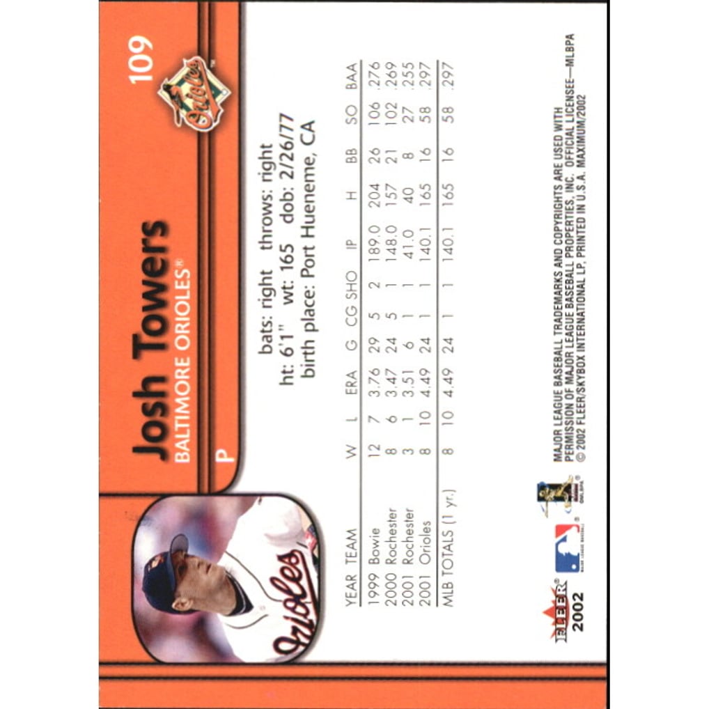 2002 Fleer Maximum To the Max #109 Josh Towers/58