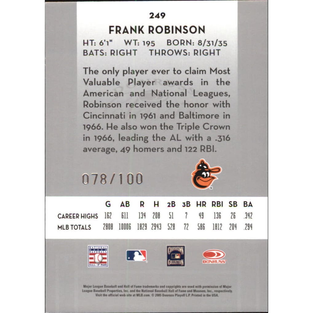 2005 Donruss Classics Timeless Tributes Silver #249 Frank Robinson LGD