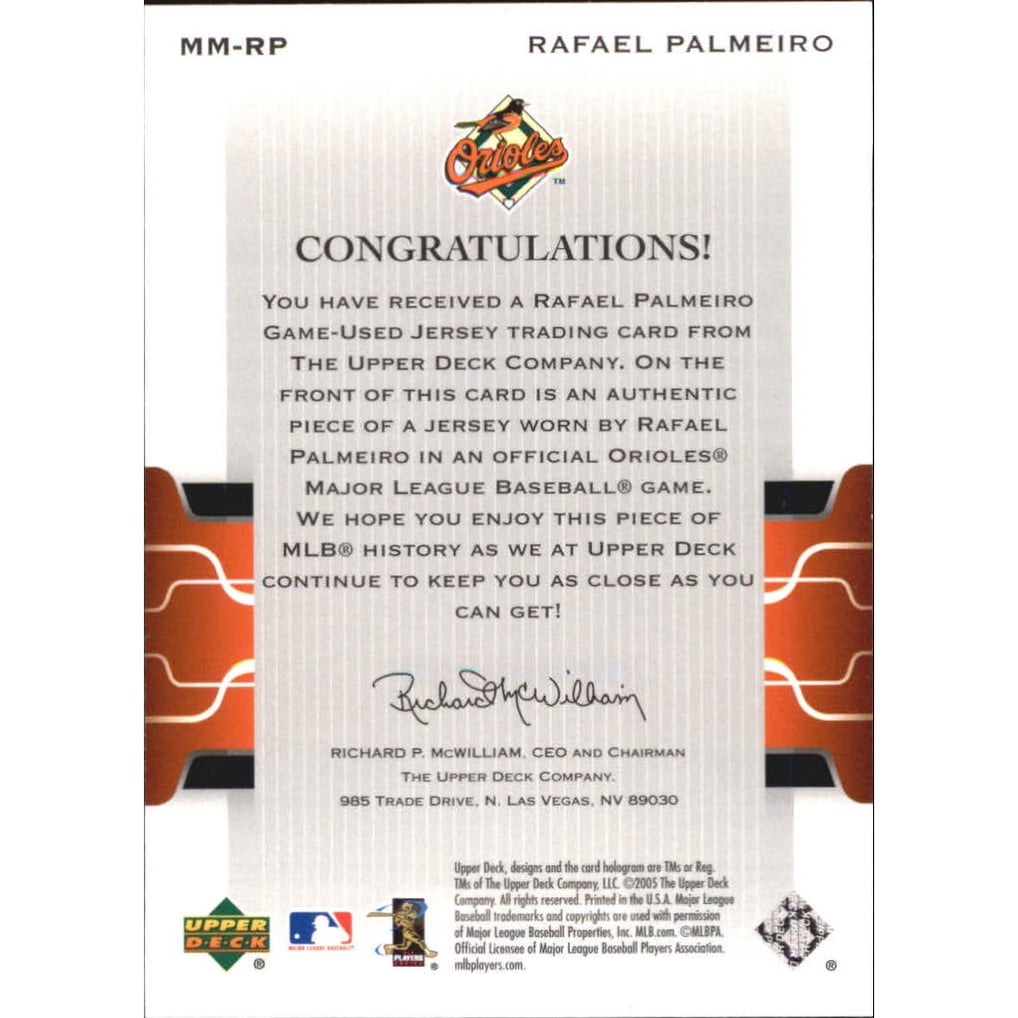 2005 Upper Deck Milestone Materials #RP Rafael Palmeiro