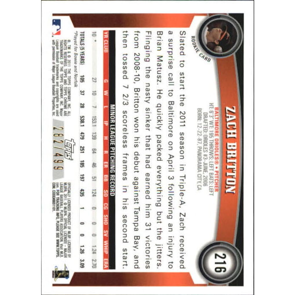 2011 Topps Chrome Purple Refractors #216 Zach Britton