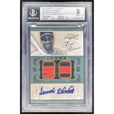 2012 Playoff Prime Cuts Icons Material Combos Prime Frank Robinson Auto /3 BGS 9