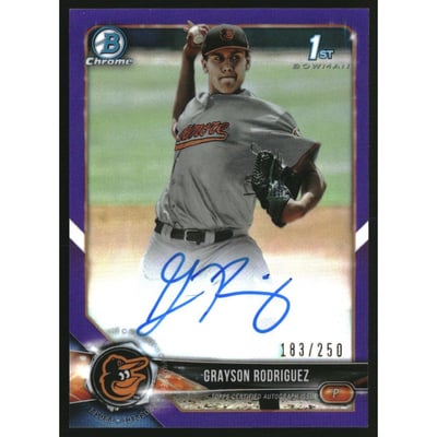 2018 Bowman Chrome Draft Autographs Purple Refractors #CDAGR Grayson Rodriguez/250