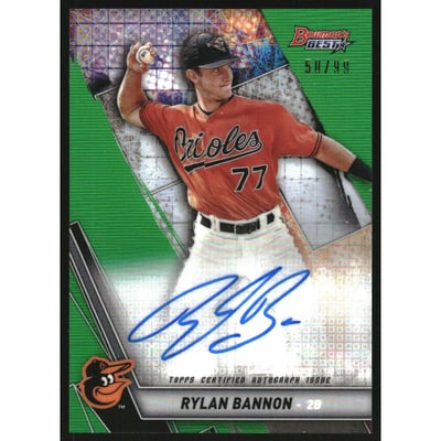 2019 Bowman's Best Best of '19 Autographs Green Refractors #B19RB Rylan Bannon